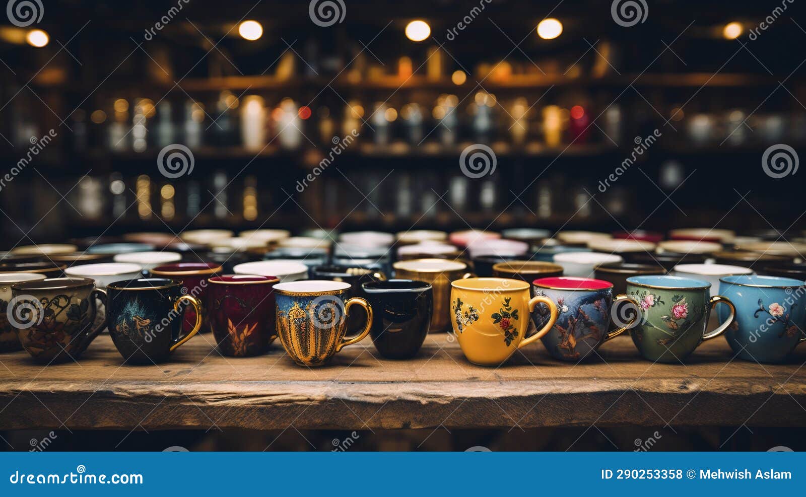 A Photo of Coffee Shop Coffee Cup Display Stock Illustration