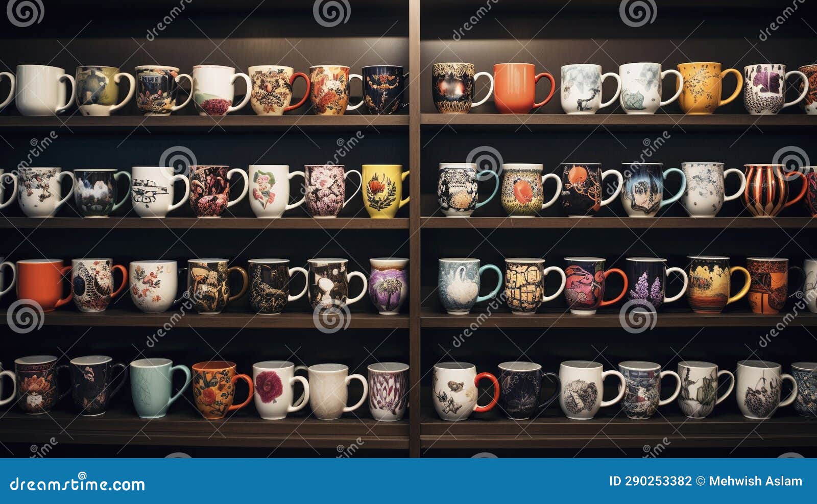 A Photo of Coffee Shop Coffee Cup Display Stock Illustration