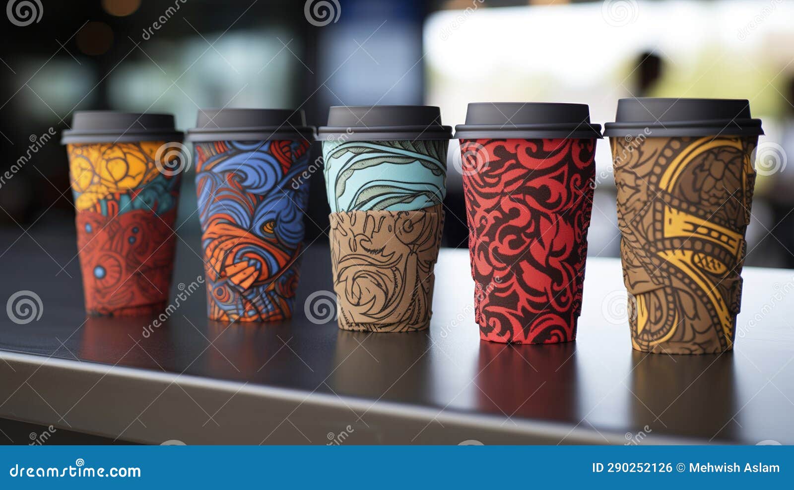 A Photo of Coffee Shop Coffee Cup Sleeves Stock Illustration