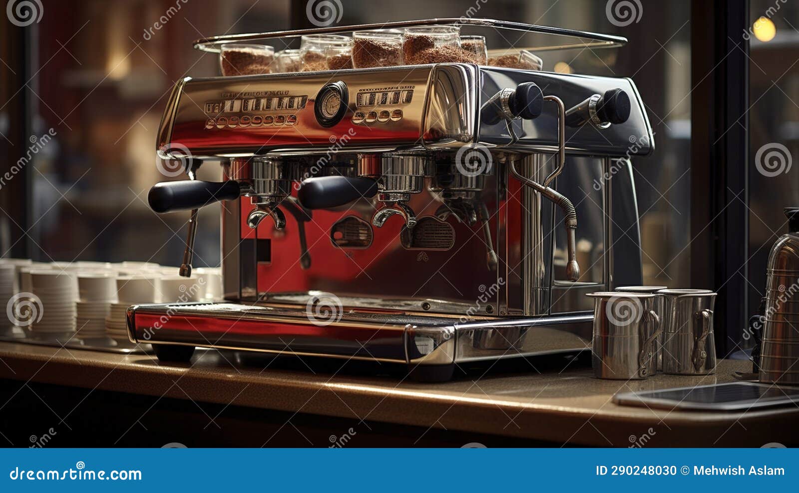 A Photo of a Coffee Shop Espresso Machine Stock Illustration
