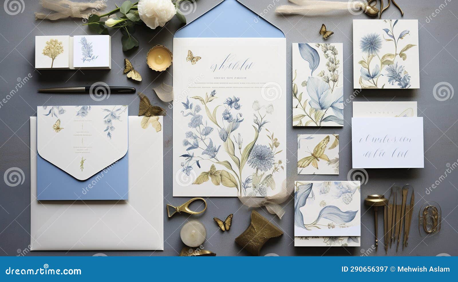 A Photo of Stylish Wedding Invitations and Stationery Stock Illustration Illustration of