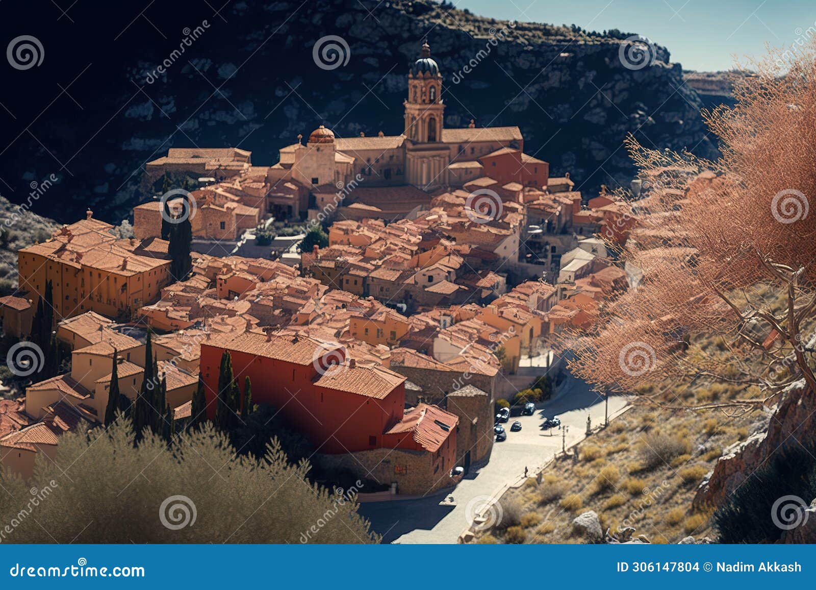spain aragon, teruel, albarracin, town medieval view