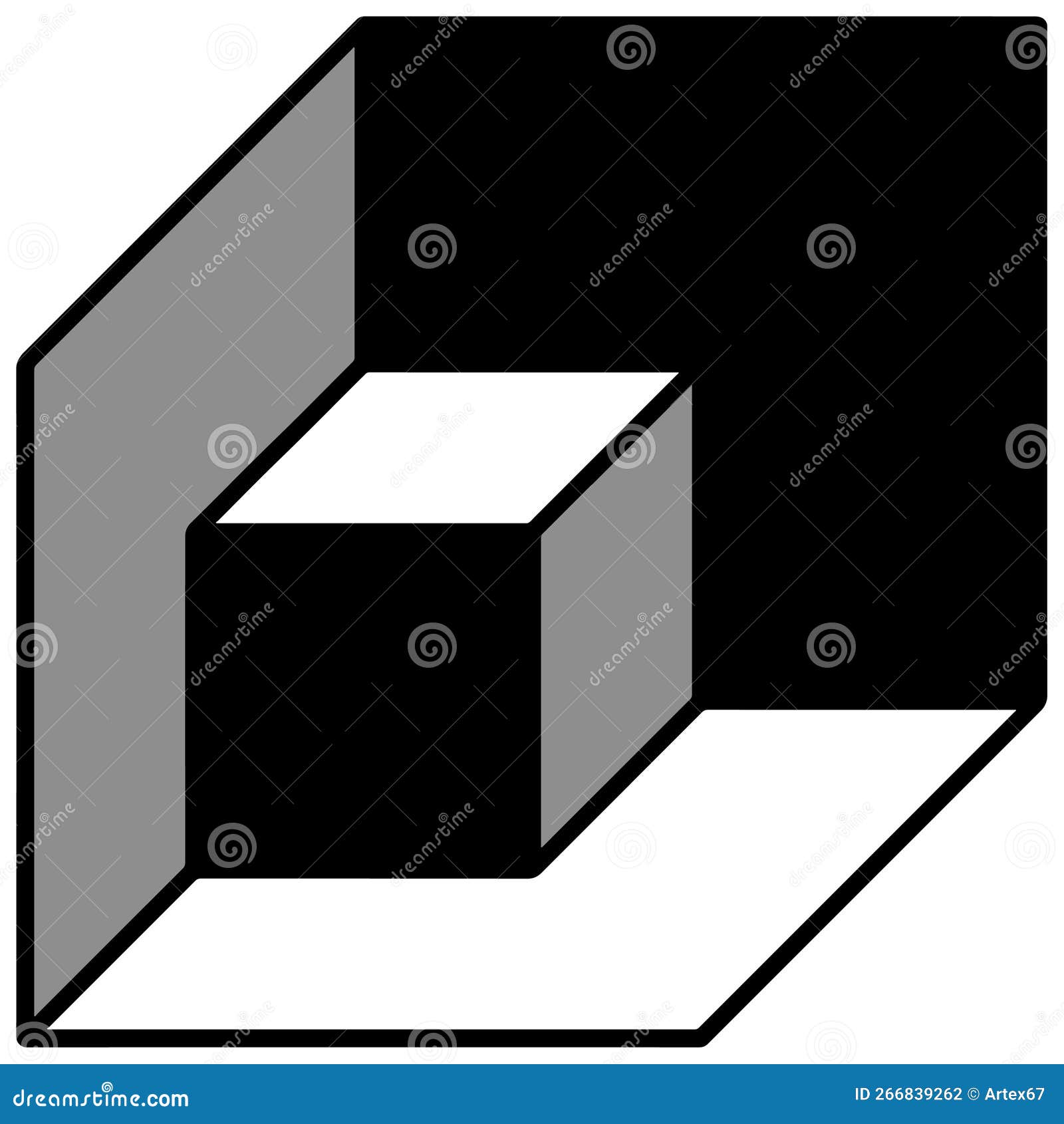 Image of a Geometric Figure Cube Inside a Cube Stock Vector