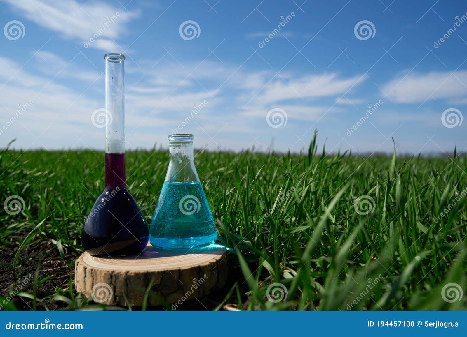 glass flask with a chemical solution