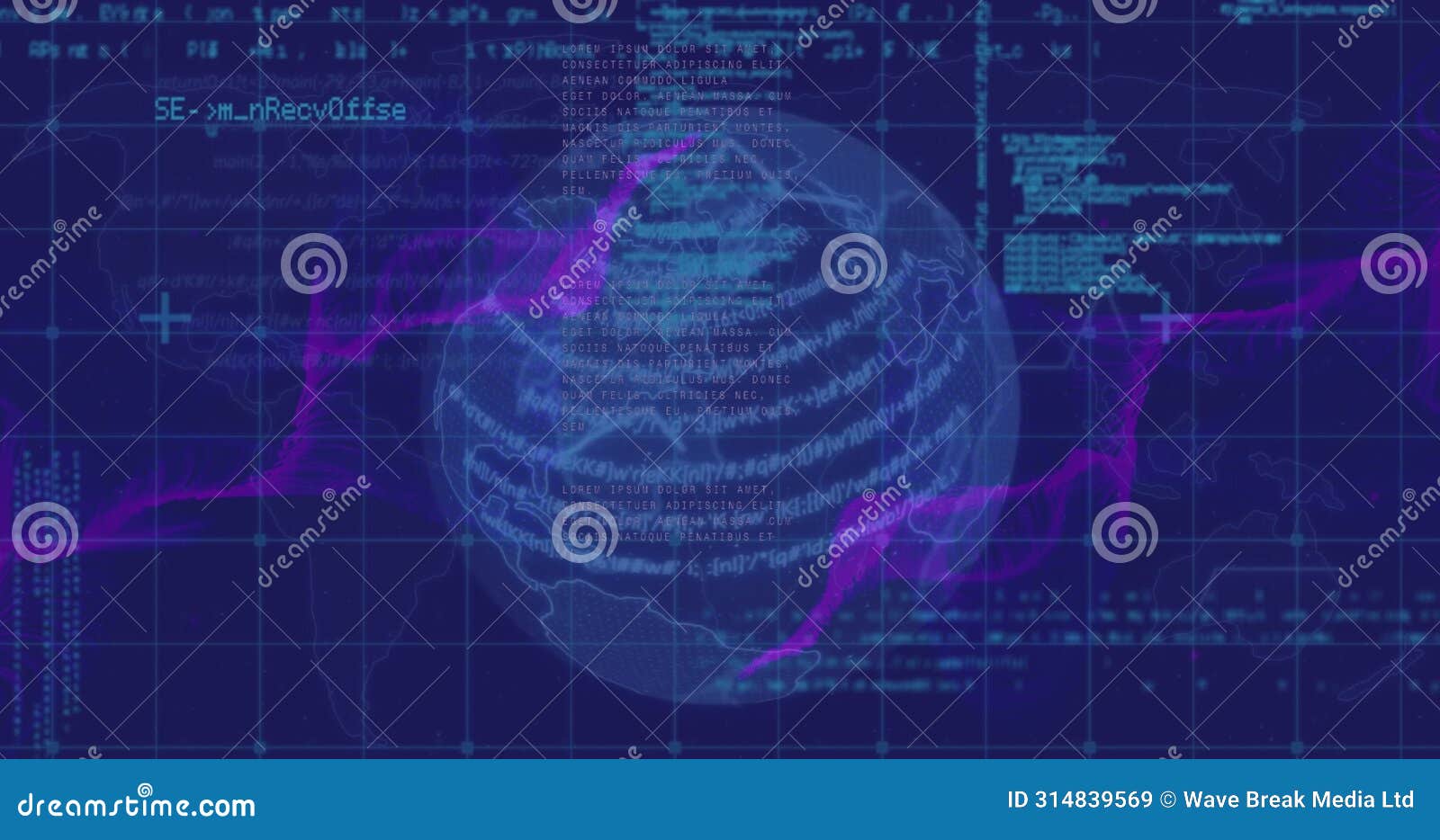 image of globe spinning and data processing