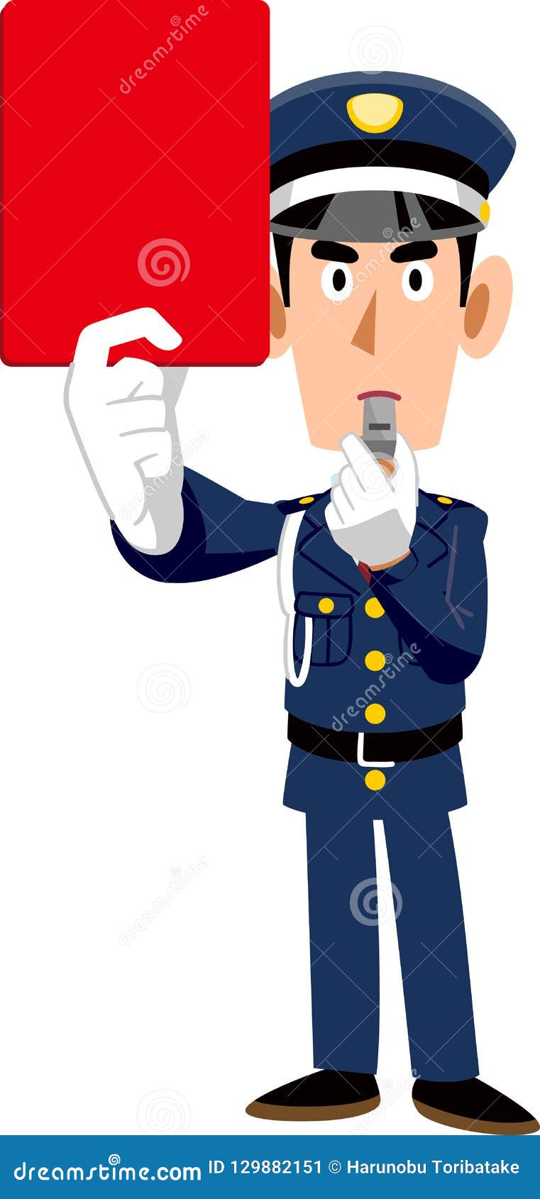 a guard guard showing a red card