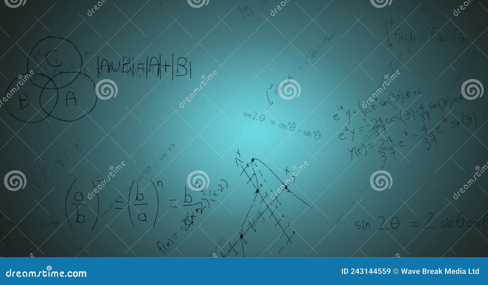 Image of Handwritten Mathematical Formulae Over Blue Background Stock ...