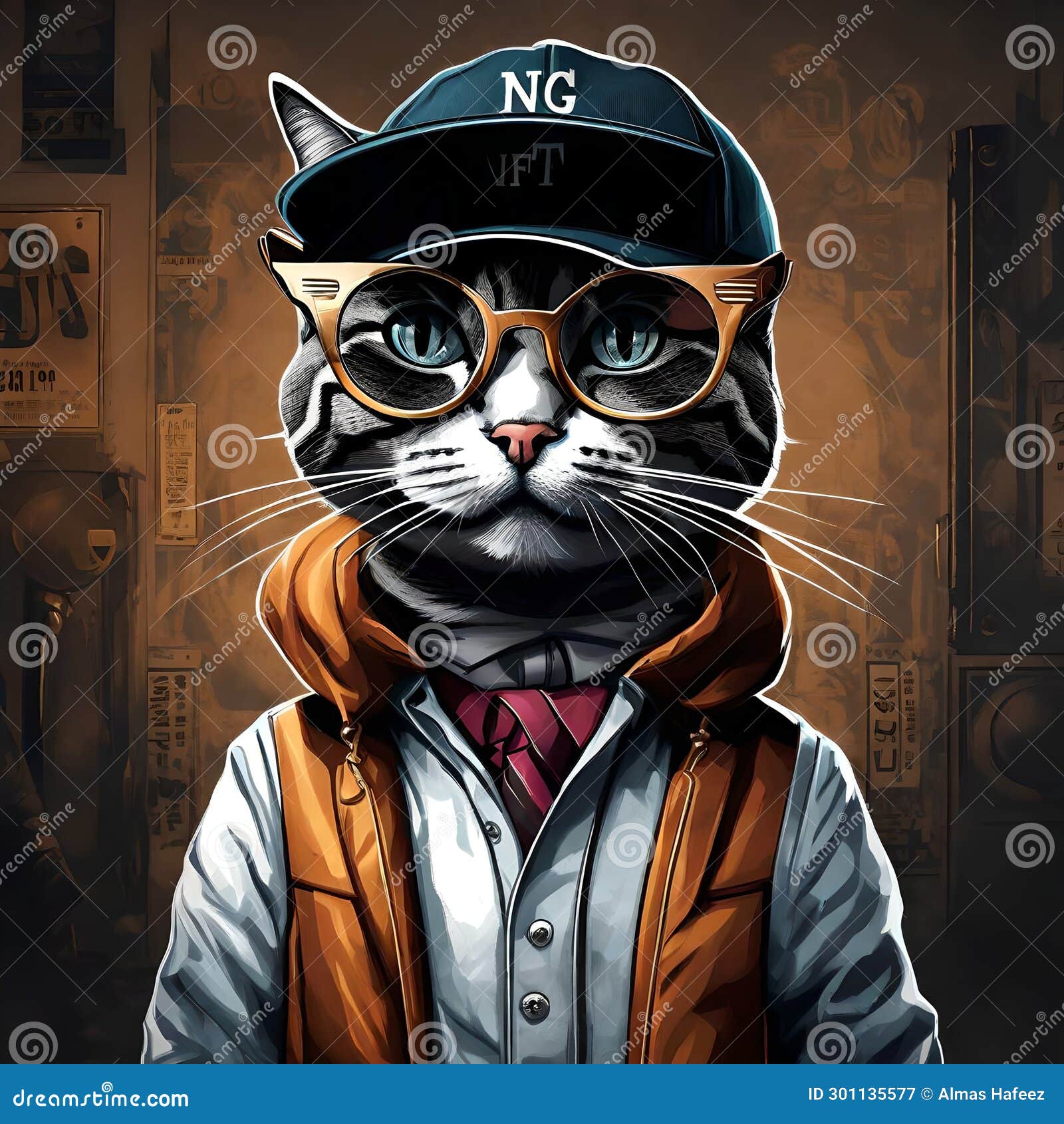 3d nft  of a cat , looking straight in the camera