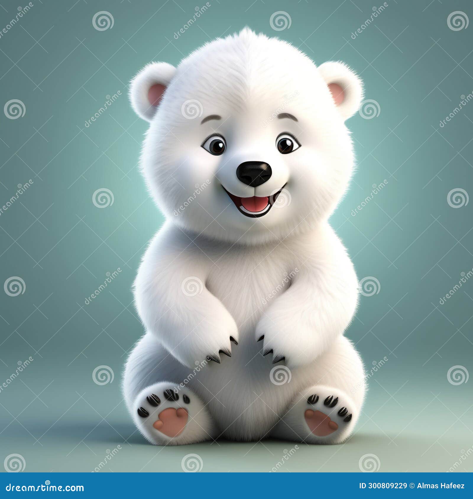 vibrant polar bear delight: cute 3d isolation by ai