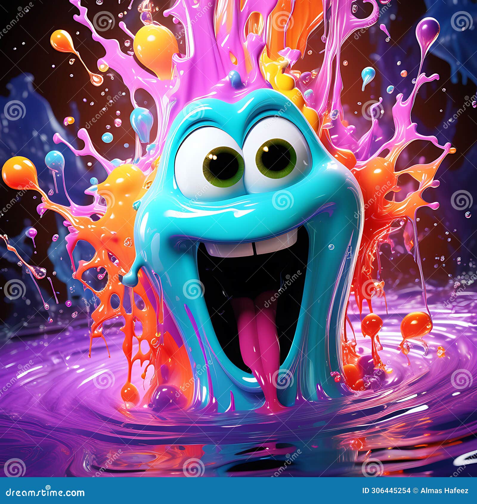 whimsical ghostly splash: quirky liquid portrait in pixar-style halloween colors Ã¢â¬â splash art