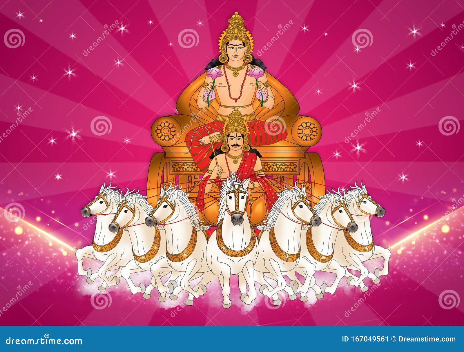 Resplendent Soorya Bhagwan Or Sun God On His Chariot Stock Illustration Illustration Of Resplendent Soorya 167049561