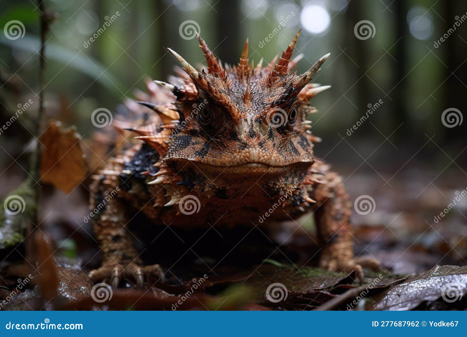 image of horned lizards in the forest. reptile. . generative ai