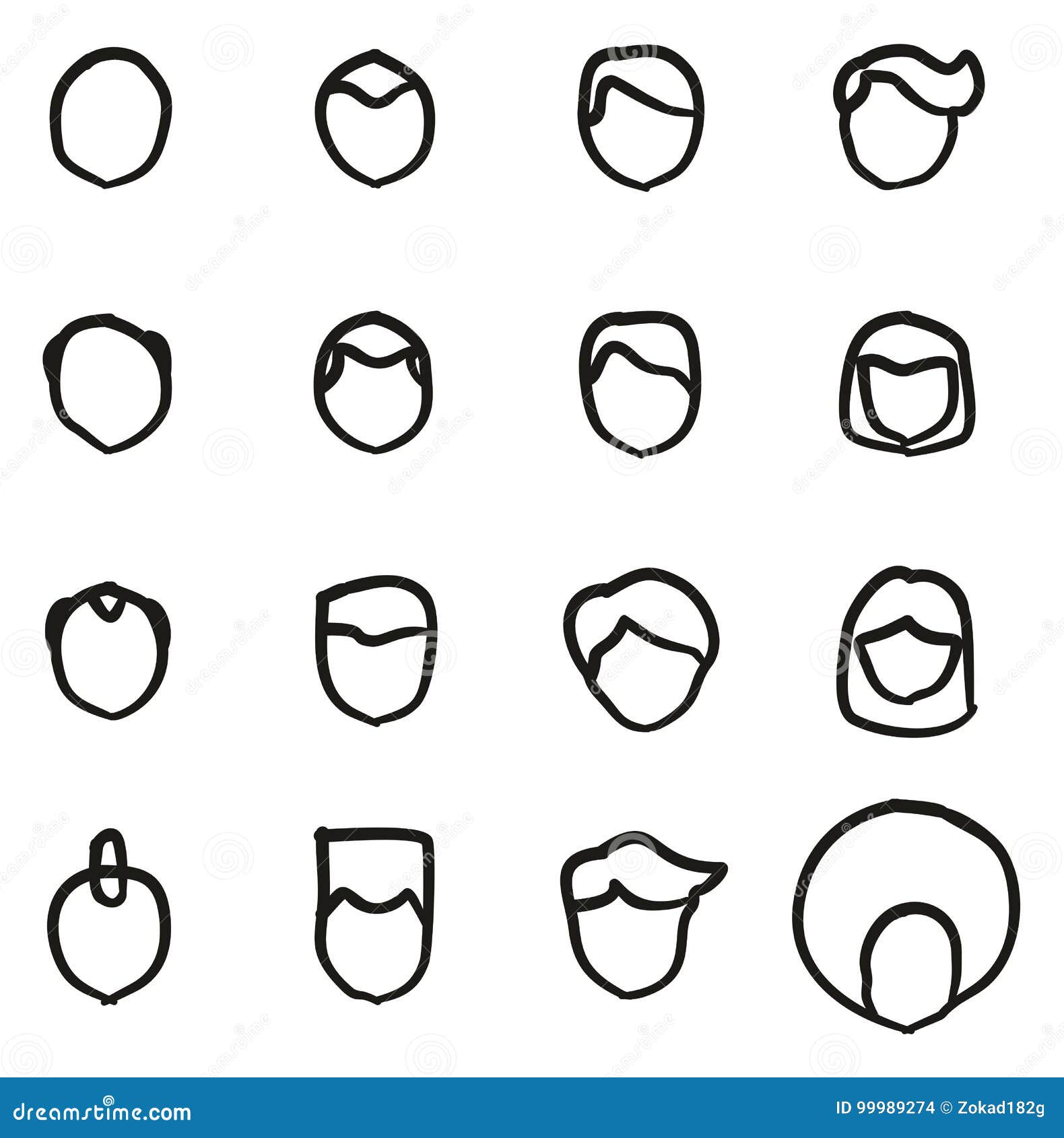 Male Haircut Icons Freehand Stock Vector Illustration Of