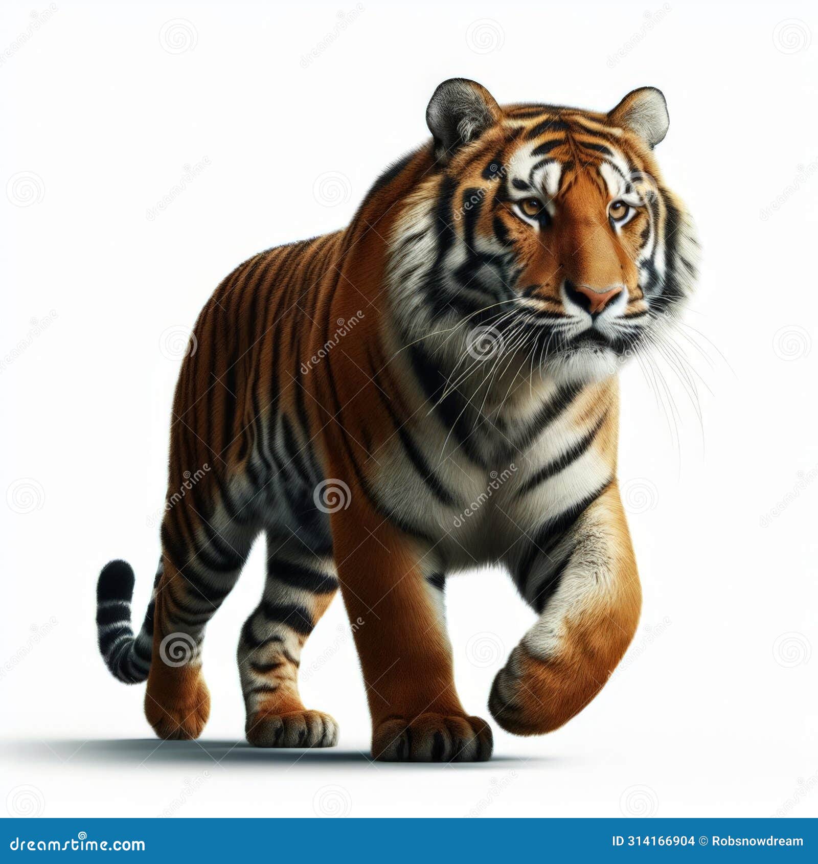 image of  tiger against pure white background, ideal for presentations