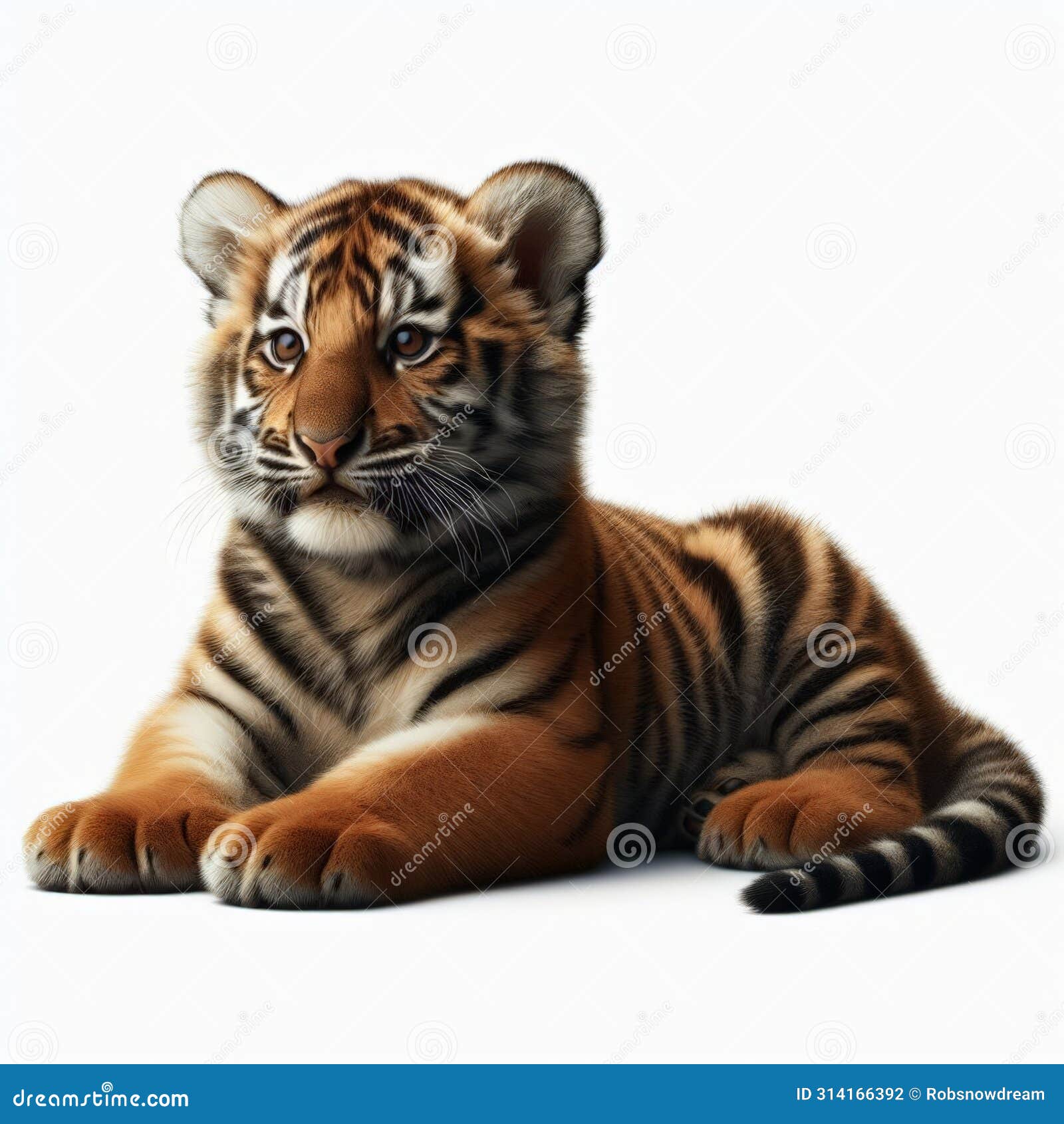 image of  tiger cub against pure white background, ideal for presentations