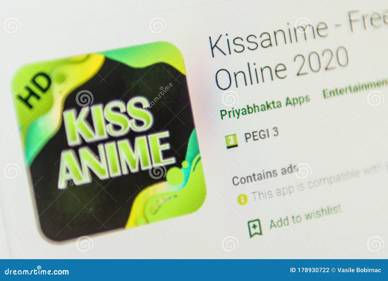 KissAnime App Icon. Selective Focus. Editorial Photography - Image