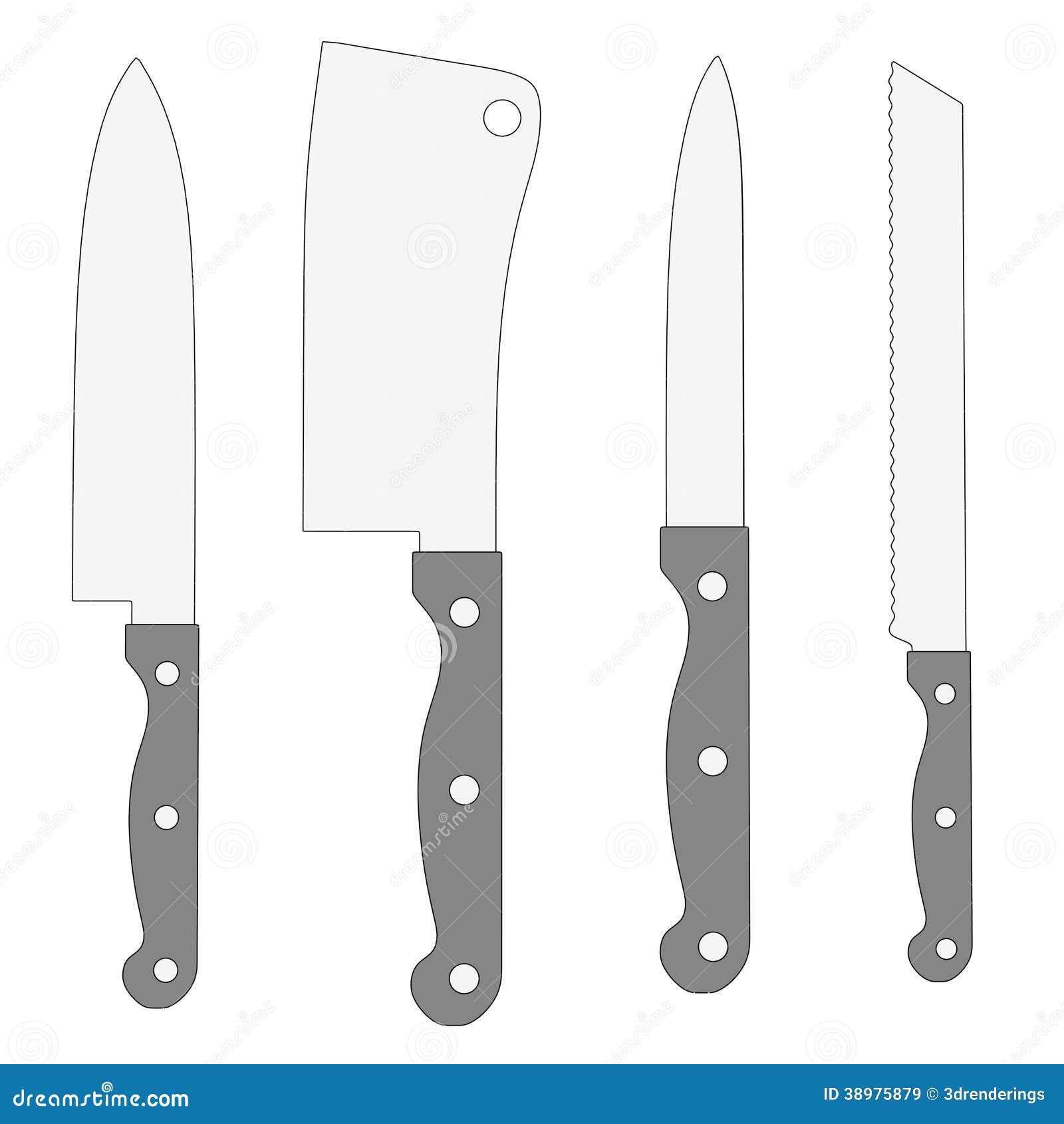 Image of kitchen knives stock illustration. Illustration of kitchen