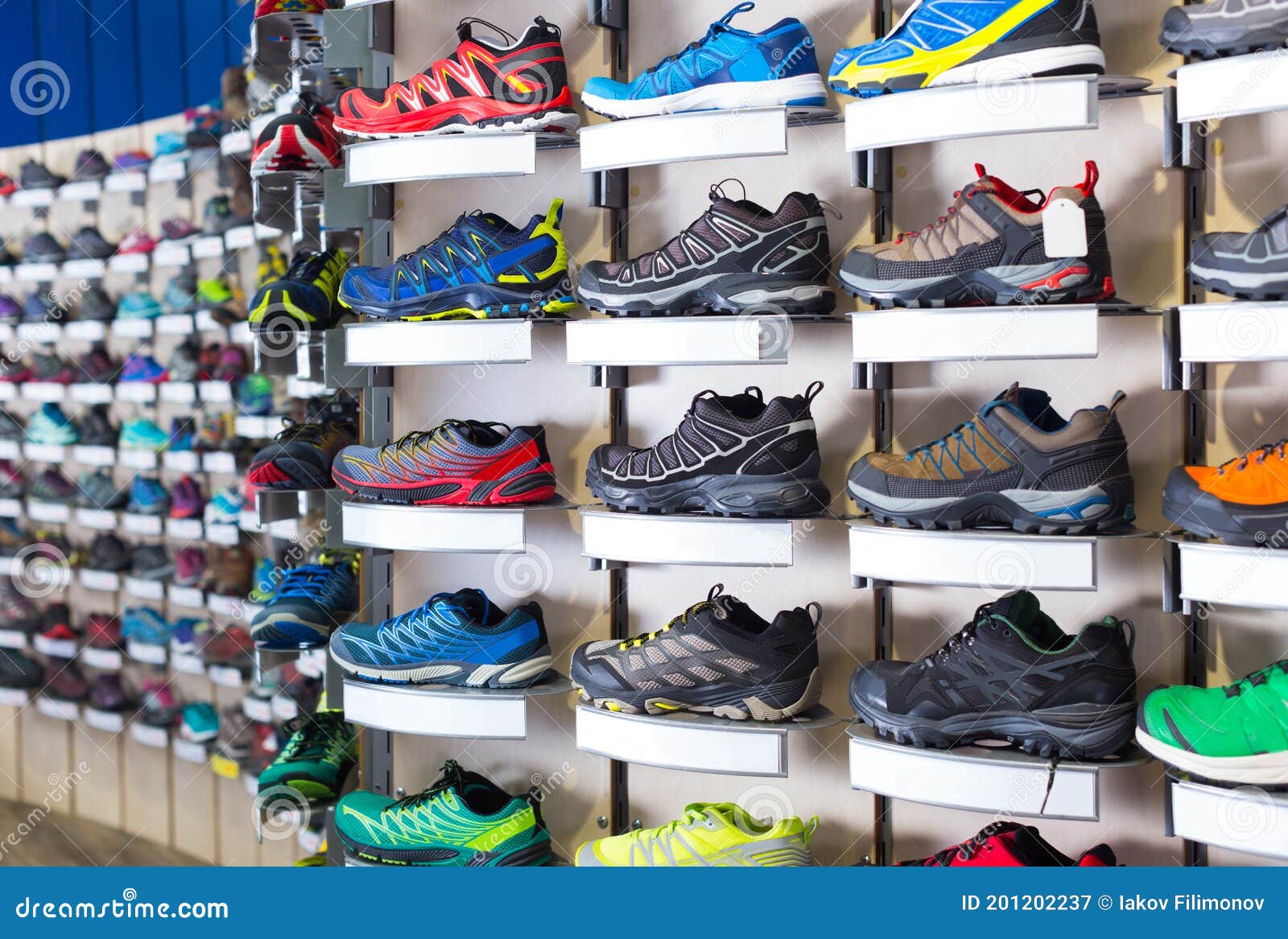 Image of Large Selection of Sport Shoes in Store. Stock Image Image