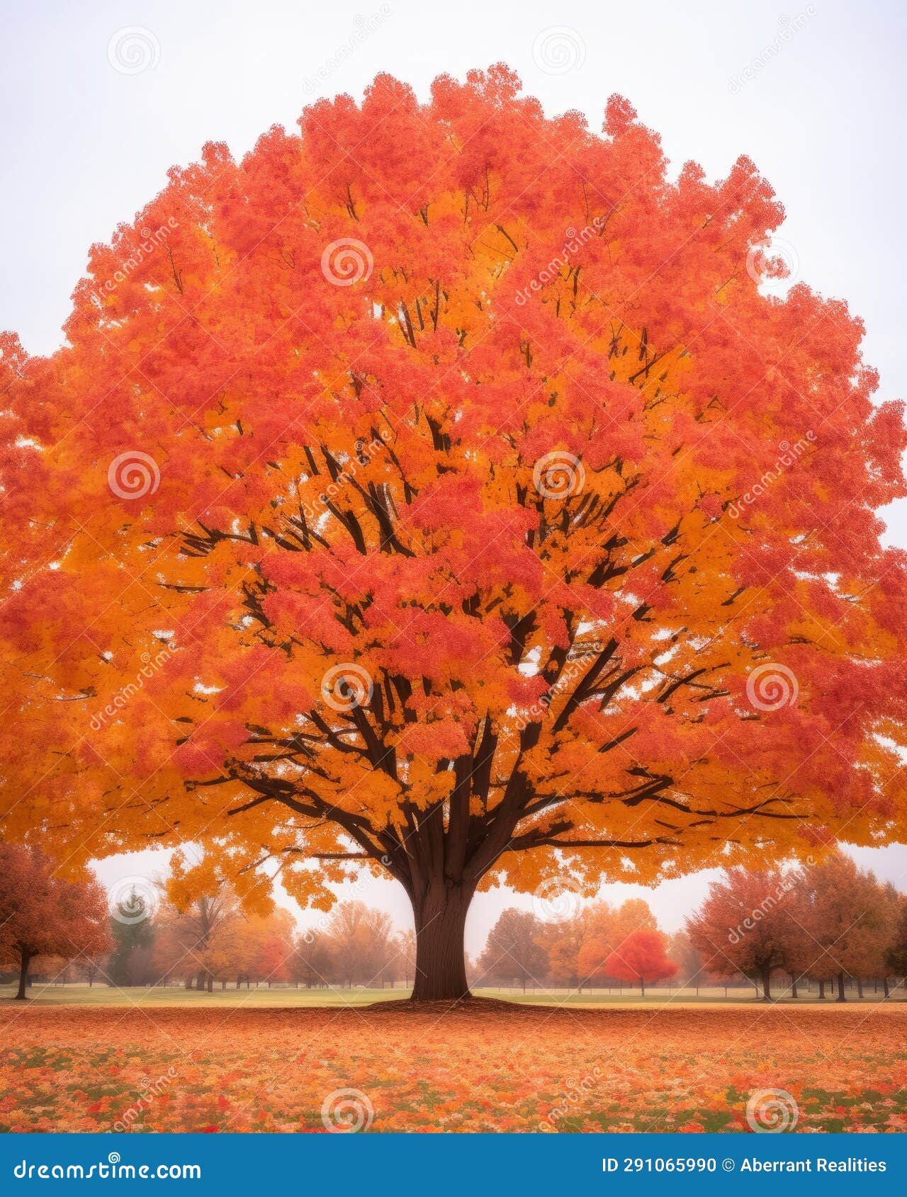 An Image of a Large Tree in the Fall Stock Illustration Illustration