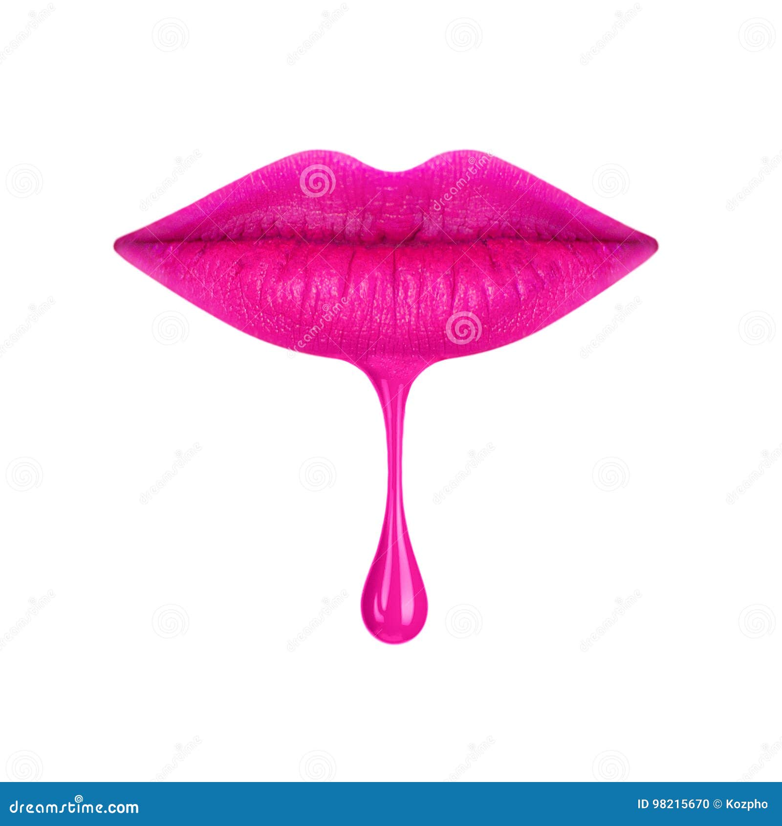 The Image of Lips Painted with Lipstick with a Drop Stock Photo Image
