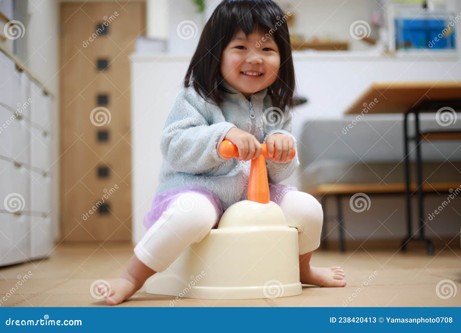 Image of a Girl Training in the Toilet Stock Image - Image of indoors ...
