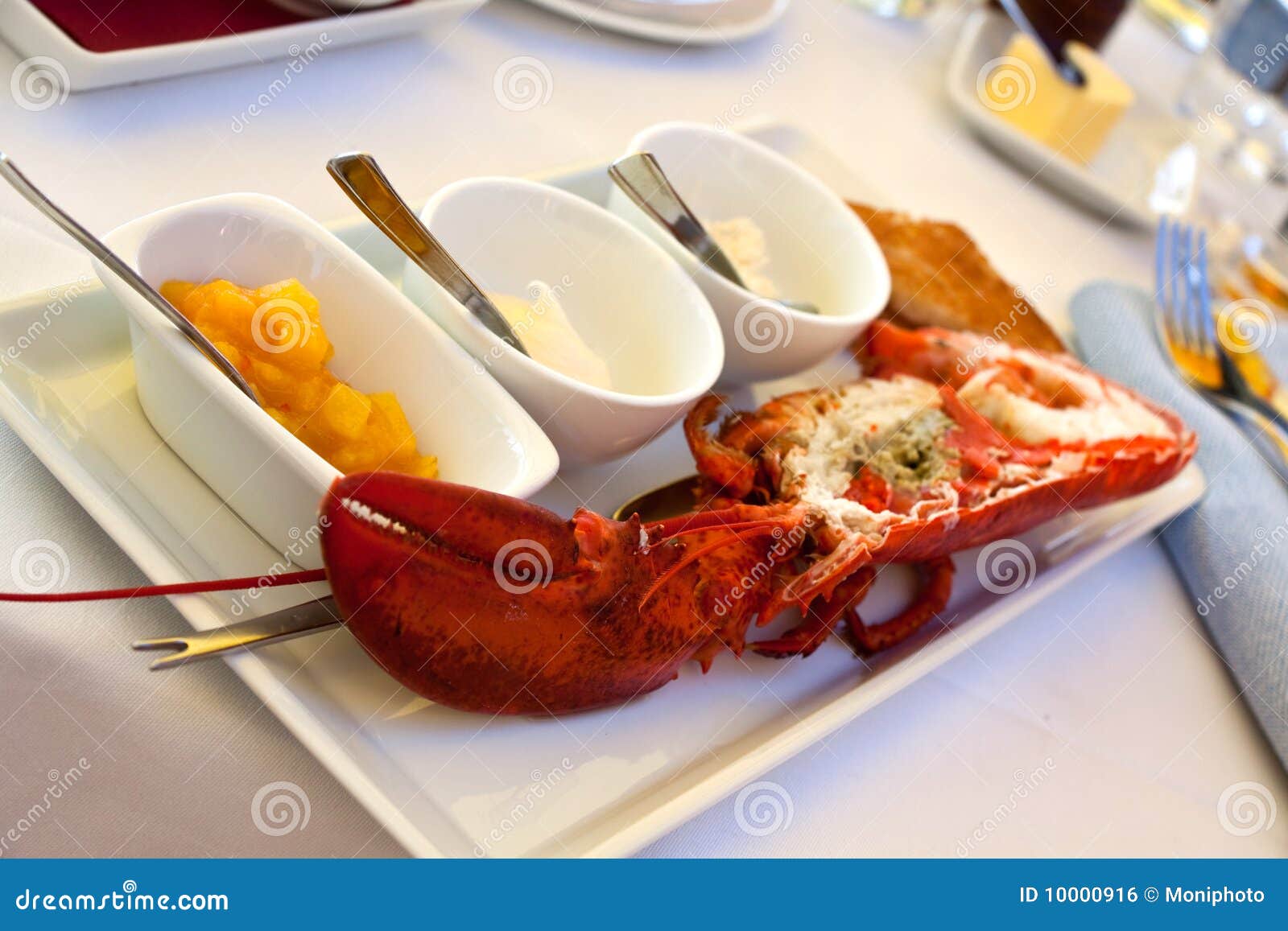 Image of Lobsters ,fresh Roasted on a Grill,with Sauce Stock Photo