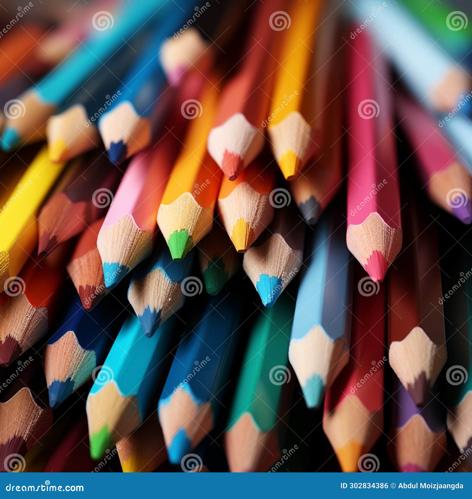 image macro shot of many colored pencils, forming a colorful background