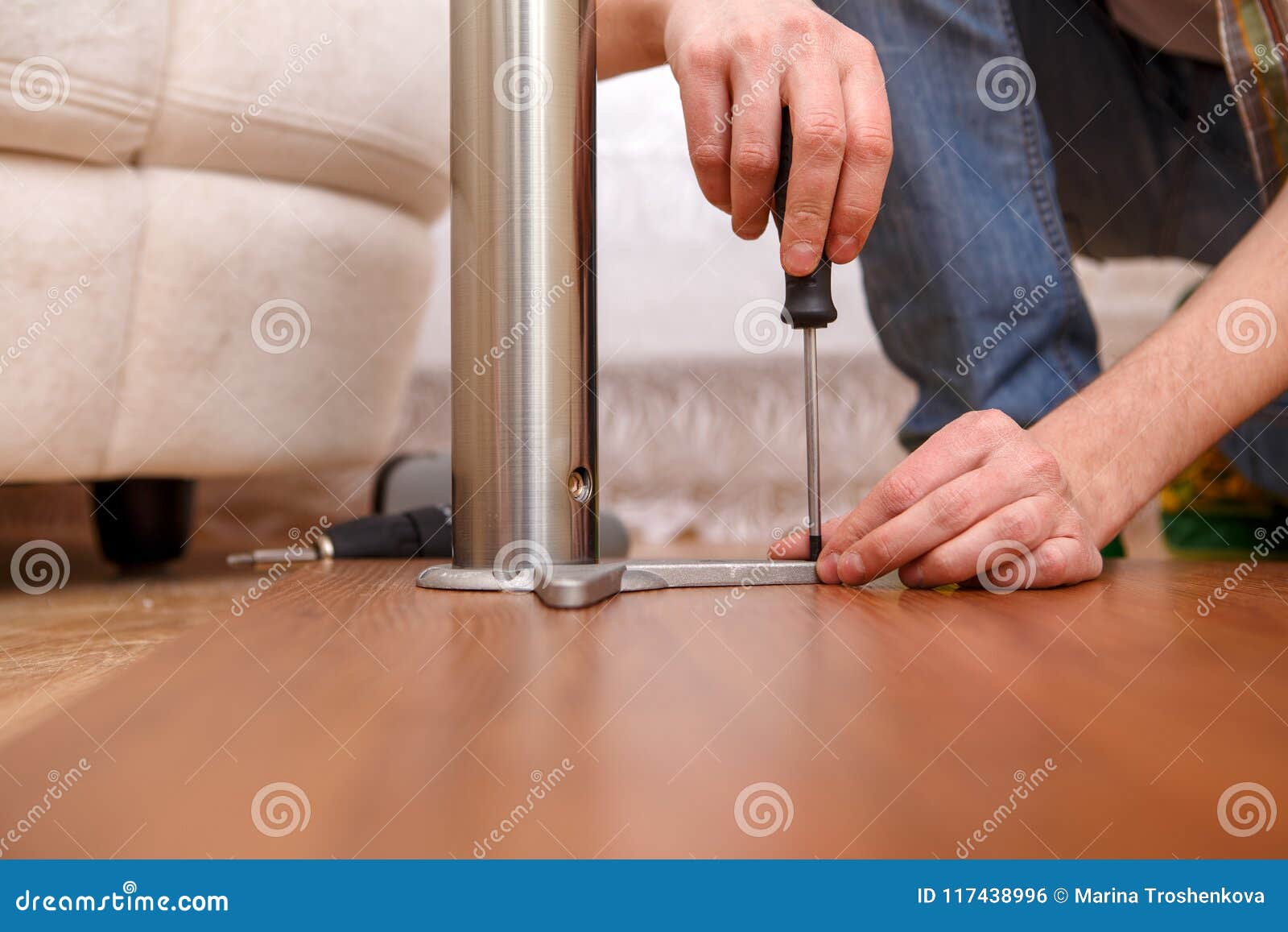 Image of Man Picking Furniture Stock Photo Image of improvement
