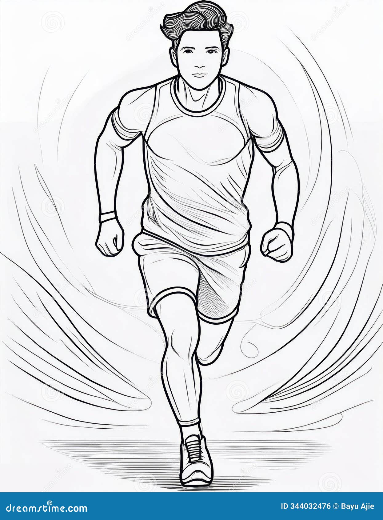 a man runs with confidence and enthusiasm, facing forward. ai image generated.