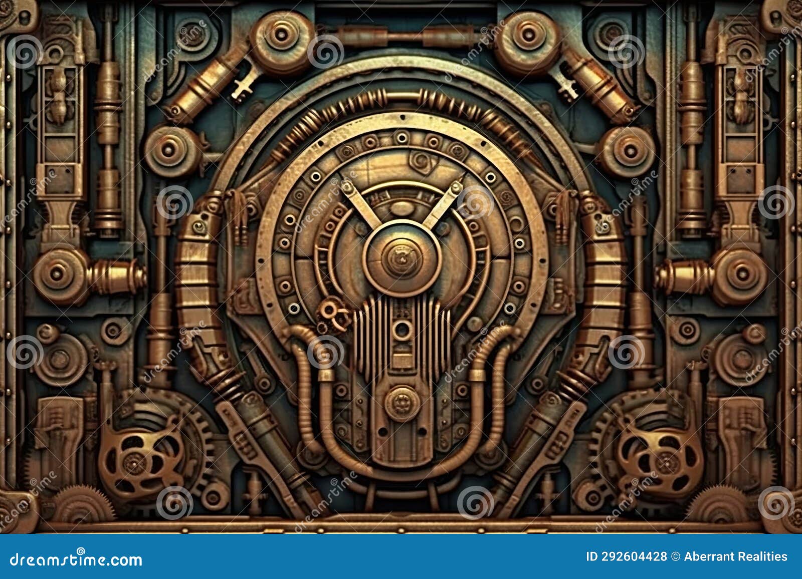 An Image of a Metal Wall with Gears and Gears Stock Illustration
