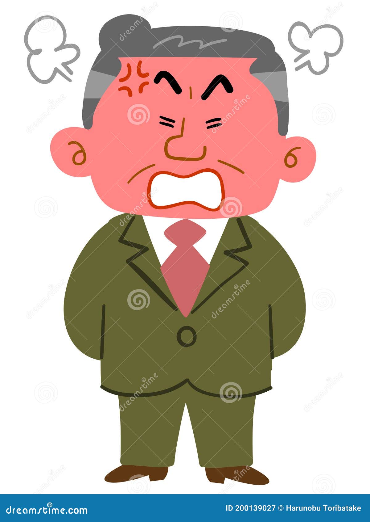 middle-aged man in a suit that flushes his face and gets angry _ whole body