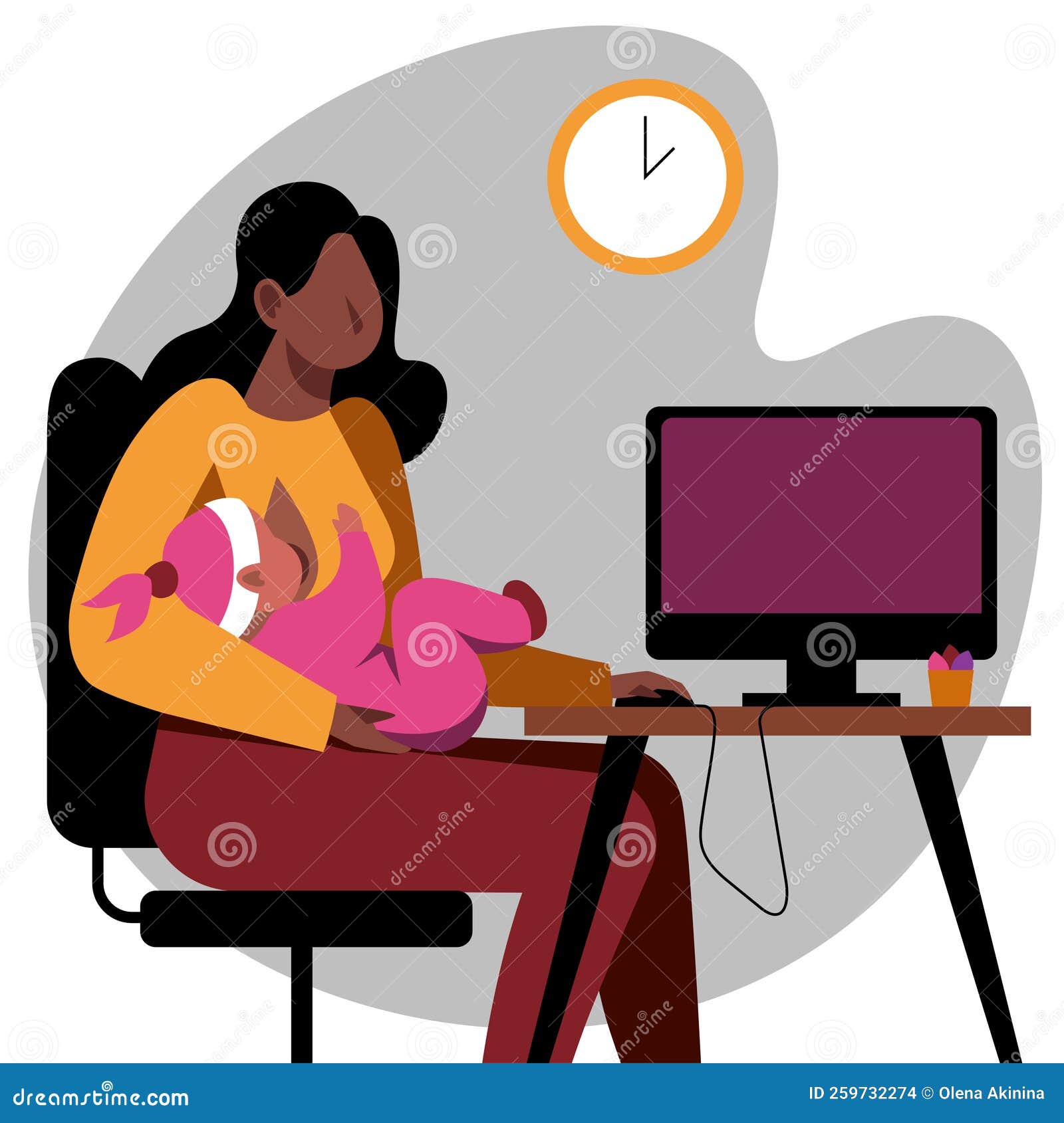 An Image of a Mother Feeding a Baby with Her Breast Stock Vector