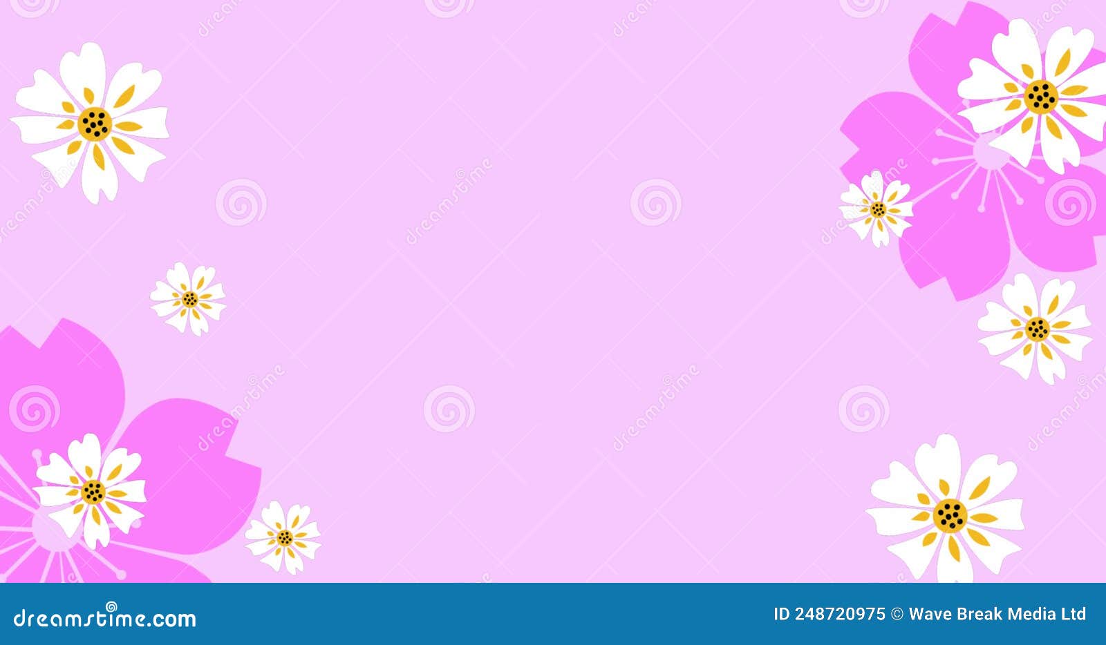 Image of Multiple Flowers Moving Over Pink Background Stock