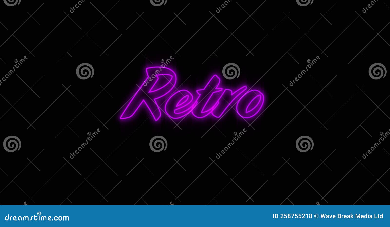 Image of Neon Retro on Black Background Stock Illustration