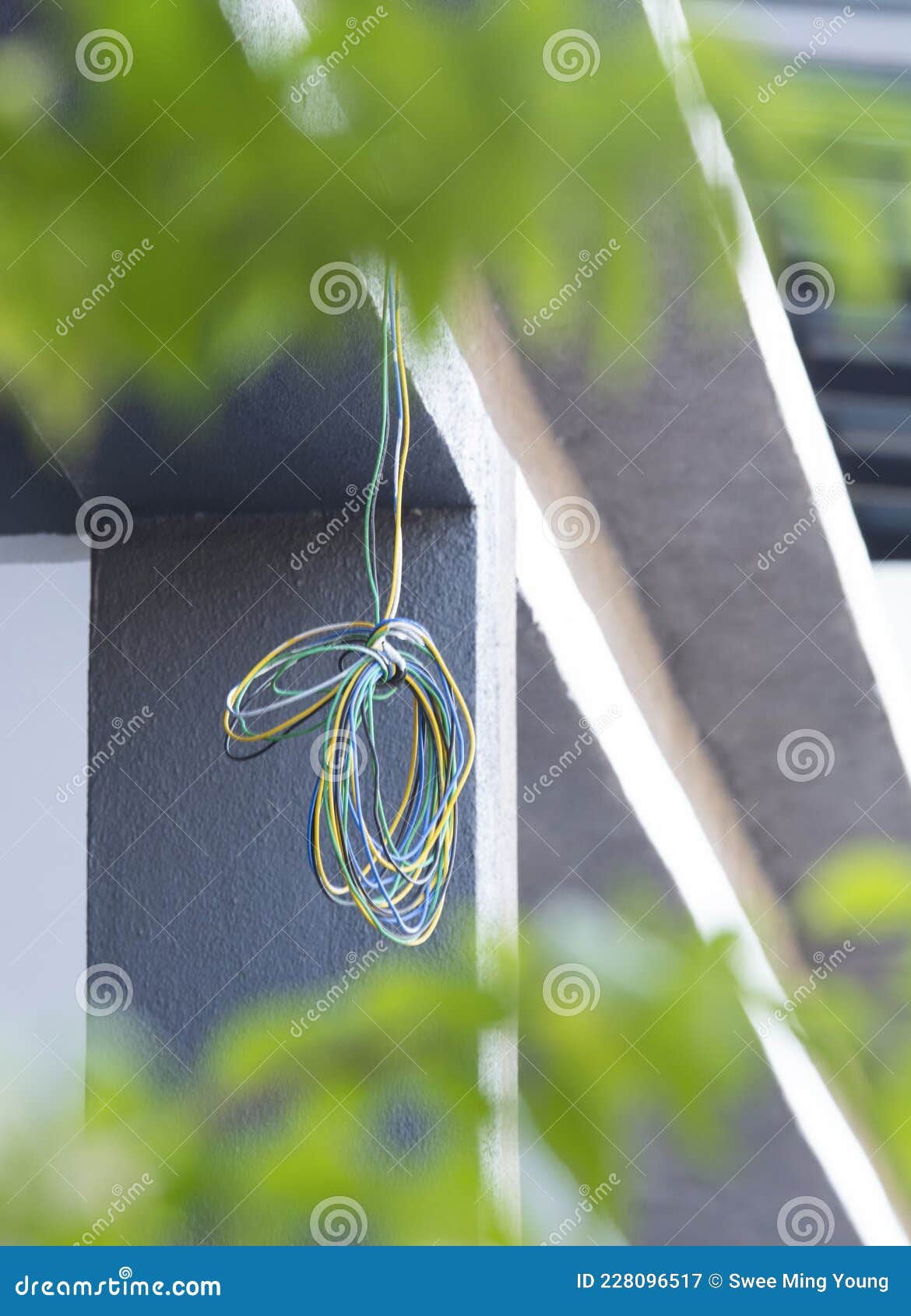 Newly Hanging Electric Wire On Ceiling Wall Stock Image Image Of