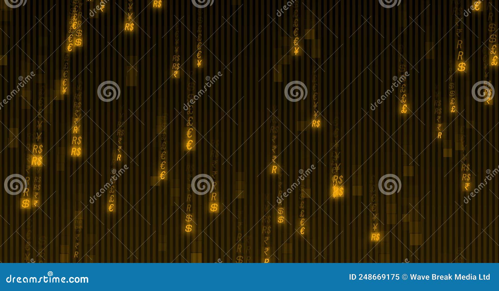 Image of Orange Binary Coding Data Processing Over Black Background