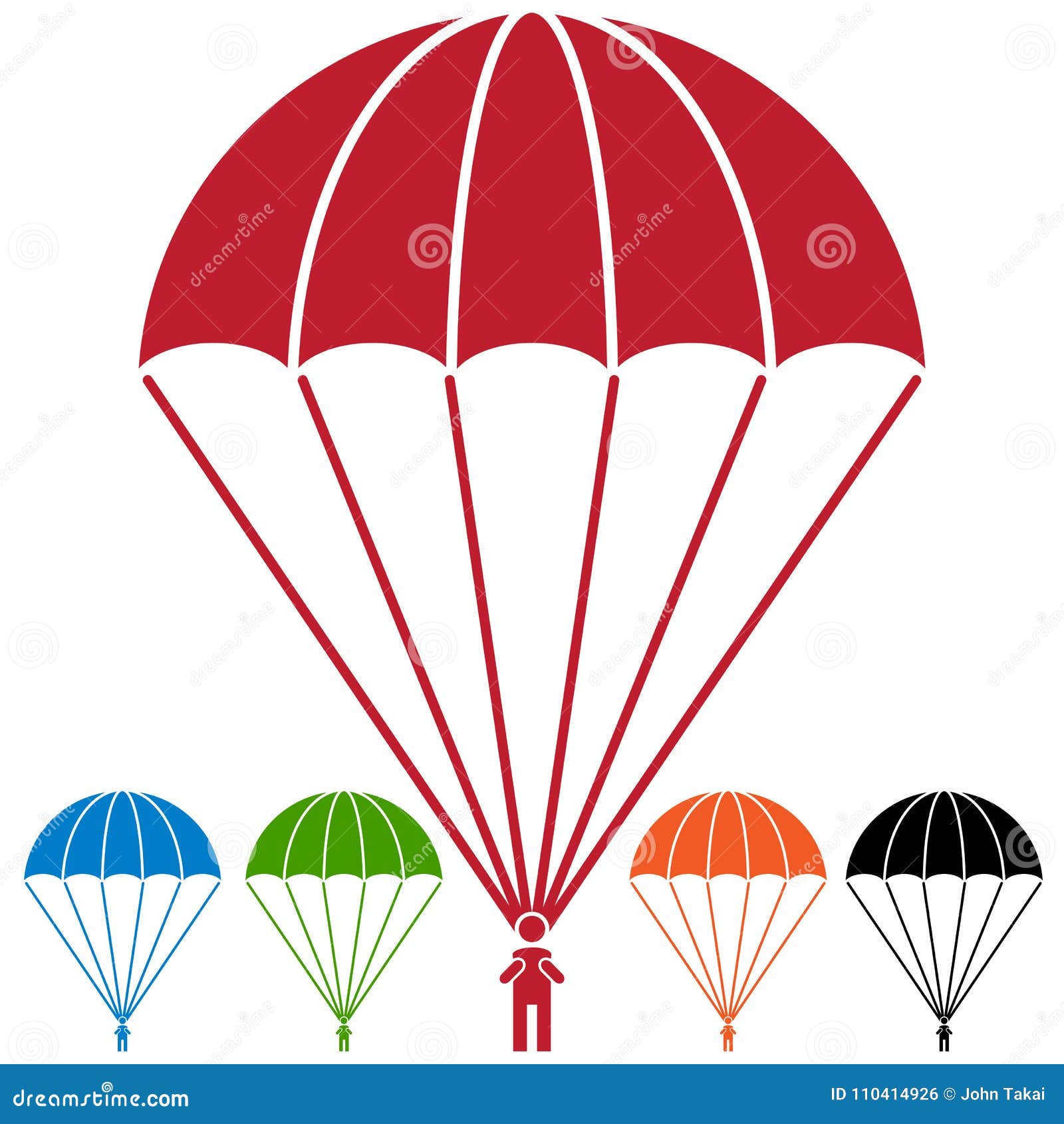 paratrooper parachute skydiver icon set