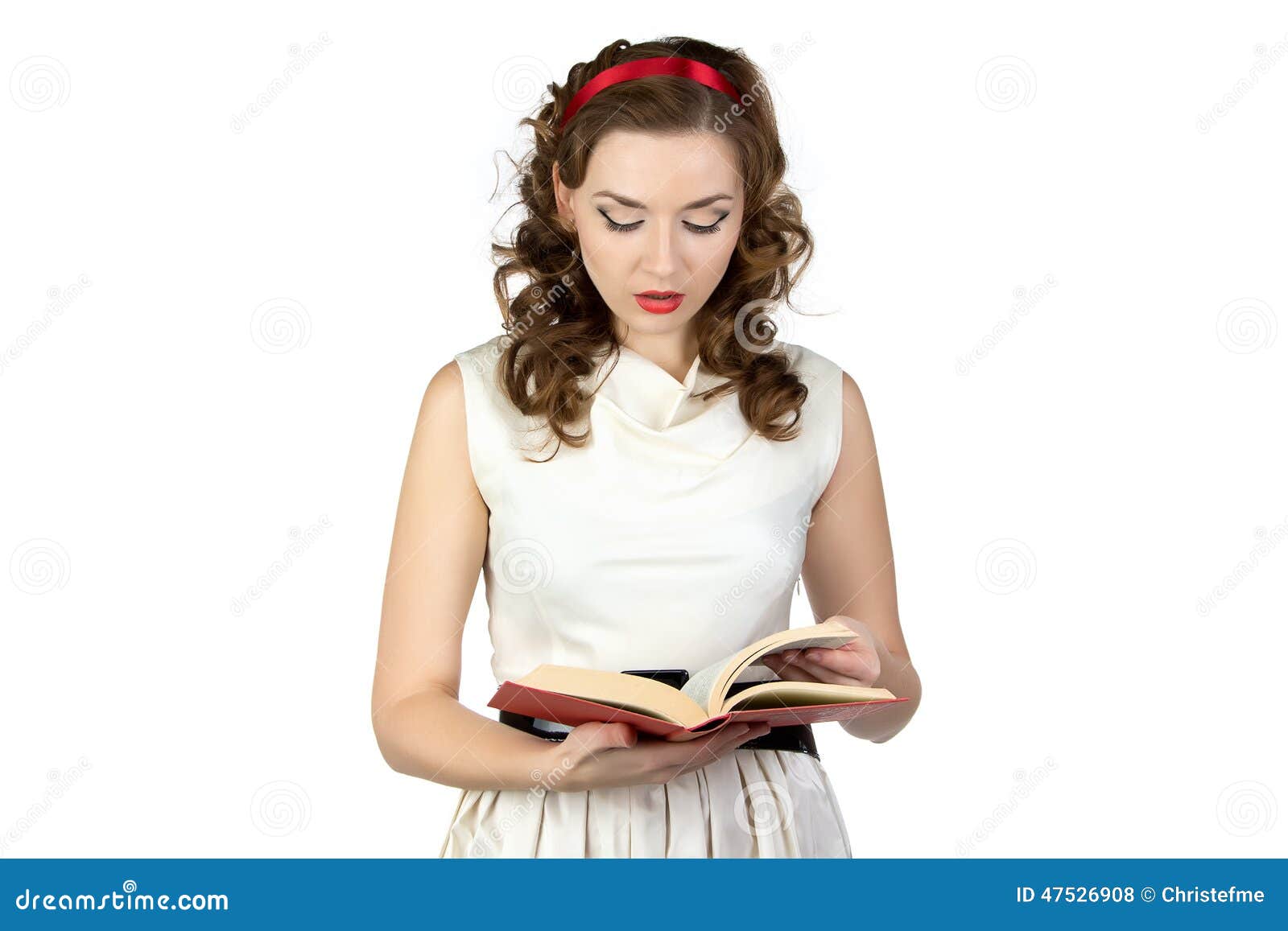 Image of Pinup Woman Reading Book Stock Photo Image of education