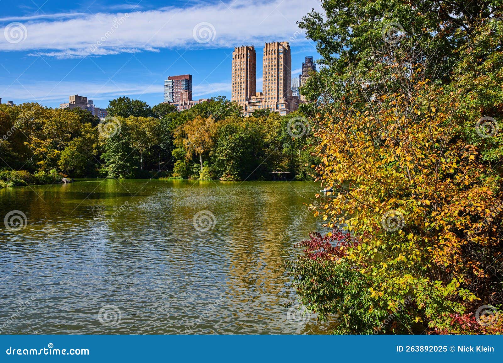 Pond and Forests Inside Central Park with New York City Towering ...