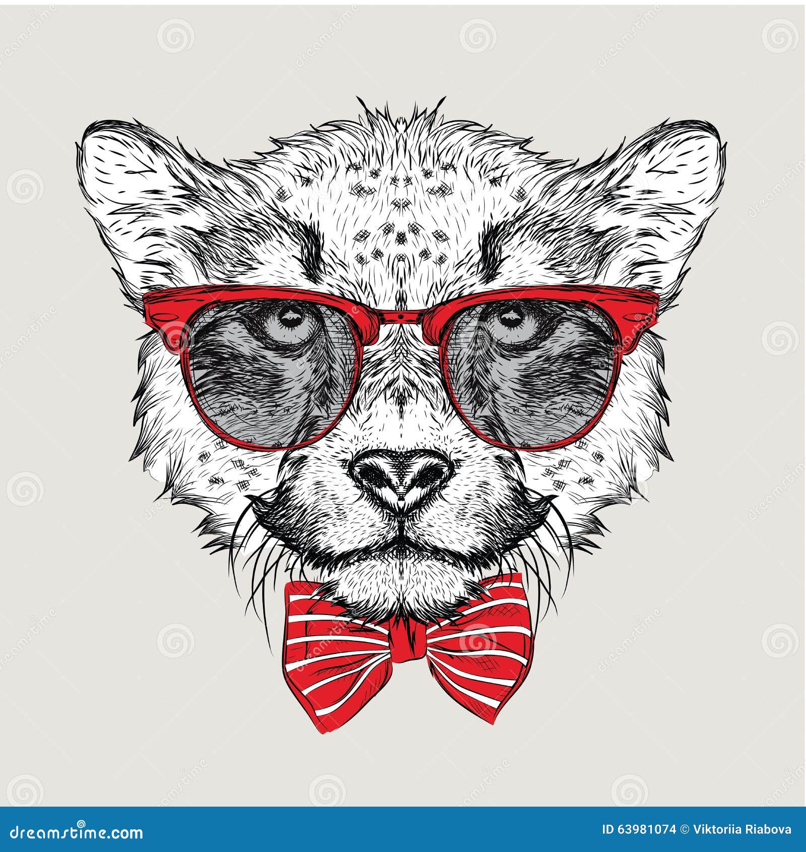 Image Portrait Cheetah in the Cravat and with Glasses. Vector ...