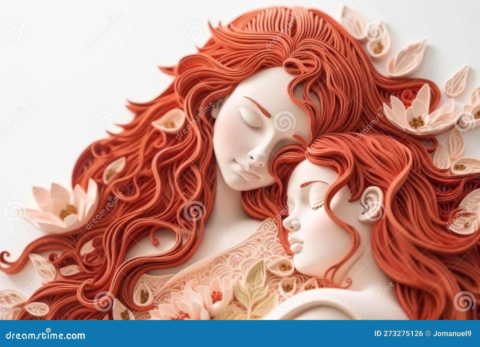 love on paper: mother and daughter embracing on mother's day with paper quilling and papercraft technique, generative ai