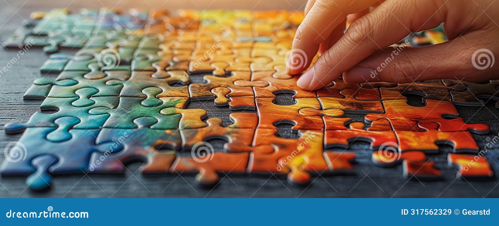 complete jigsaw puzzle with one missing piece