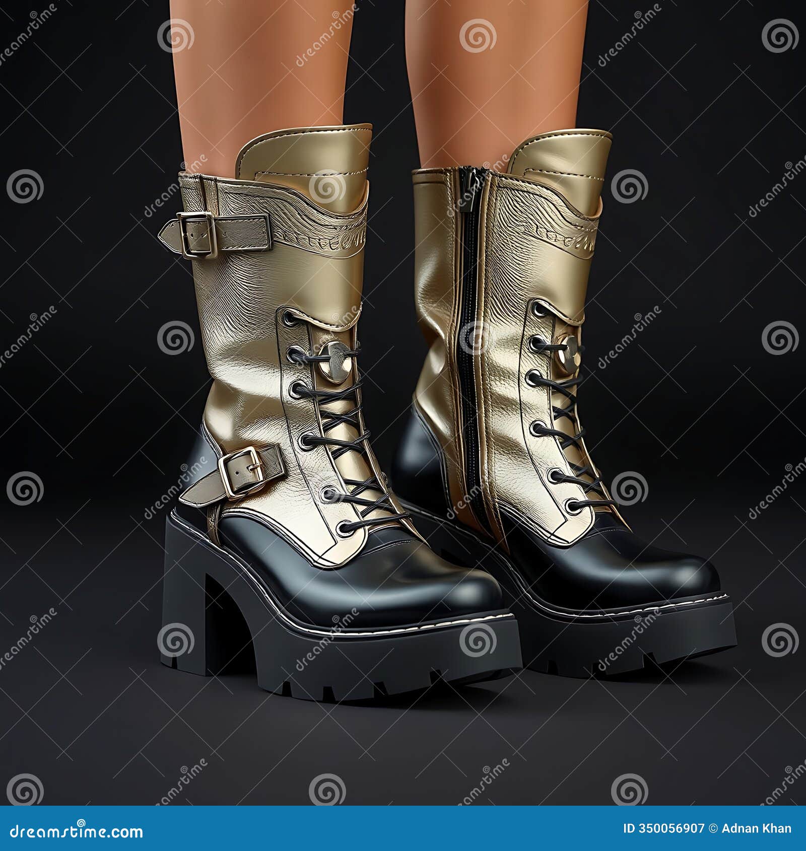 a pair of trendy chunky boots with silver hardware and a statement 