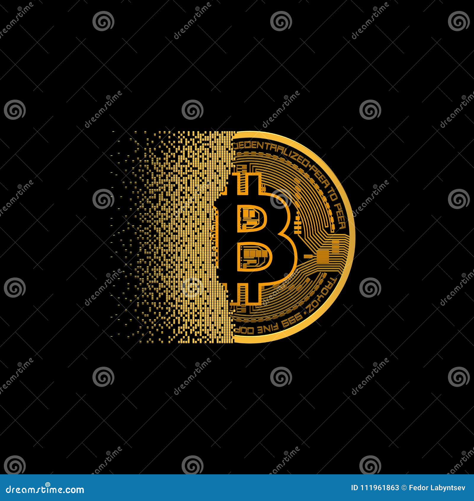 Bitcoin Collapsing on Particles. Stock Vector - Illustration of market ...