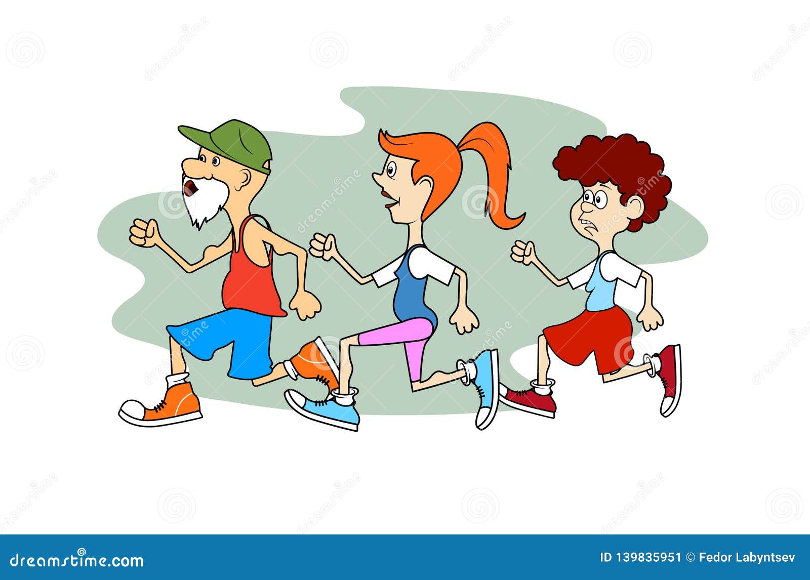 Funny Caricature People Running in a Group Stock Vector - Illustration of  coat, leader: 139835951