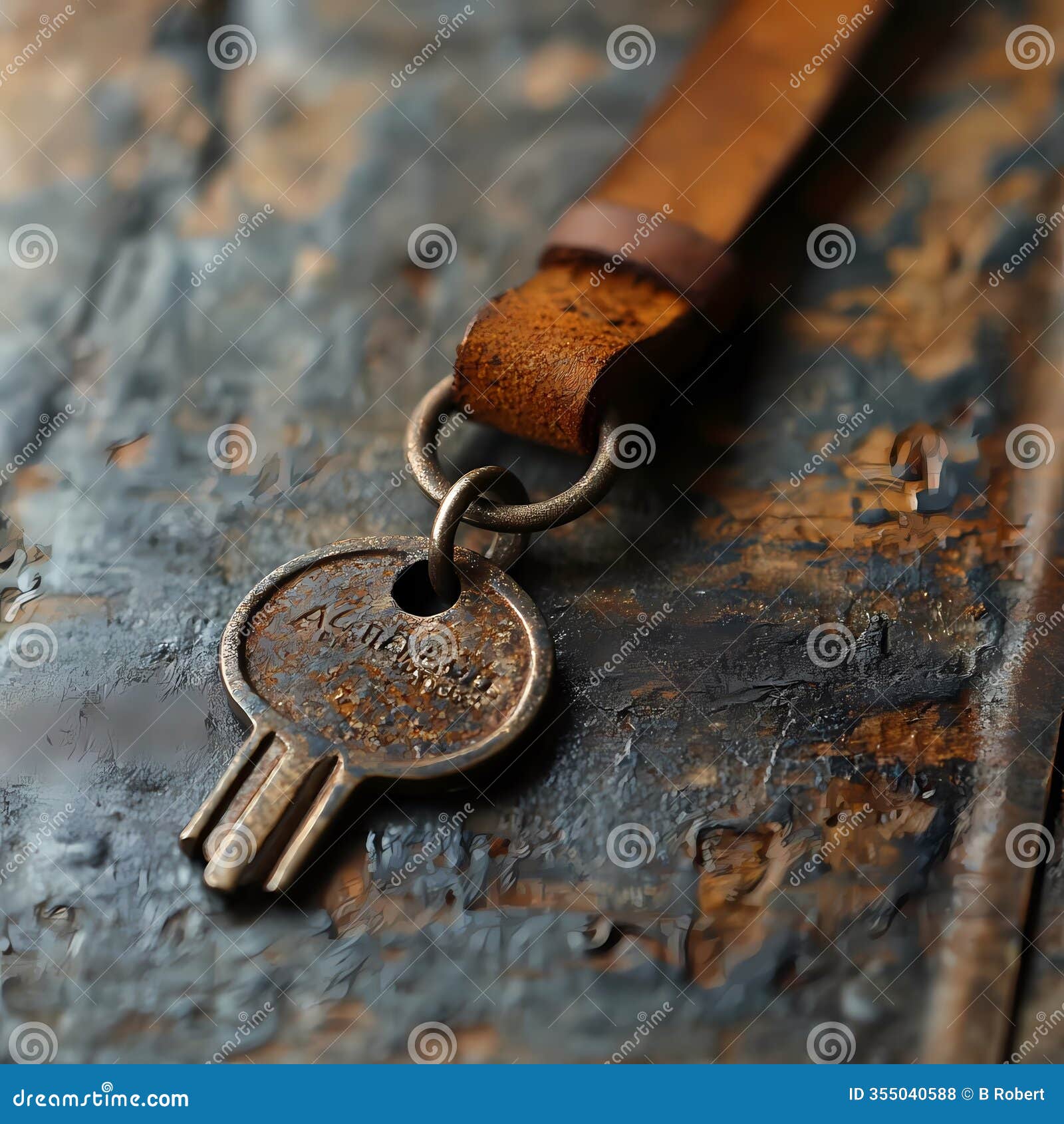 vintage key on leather strap