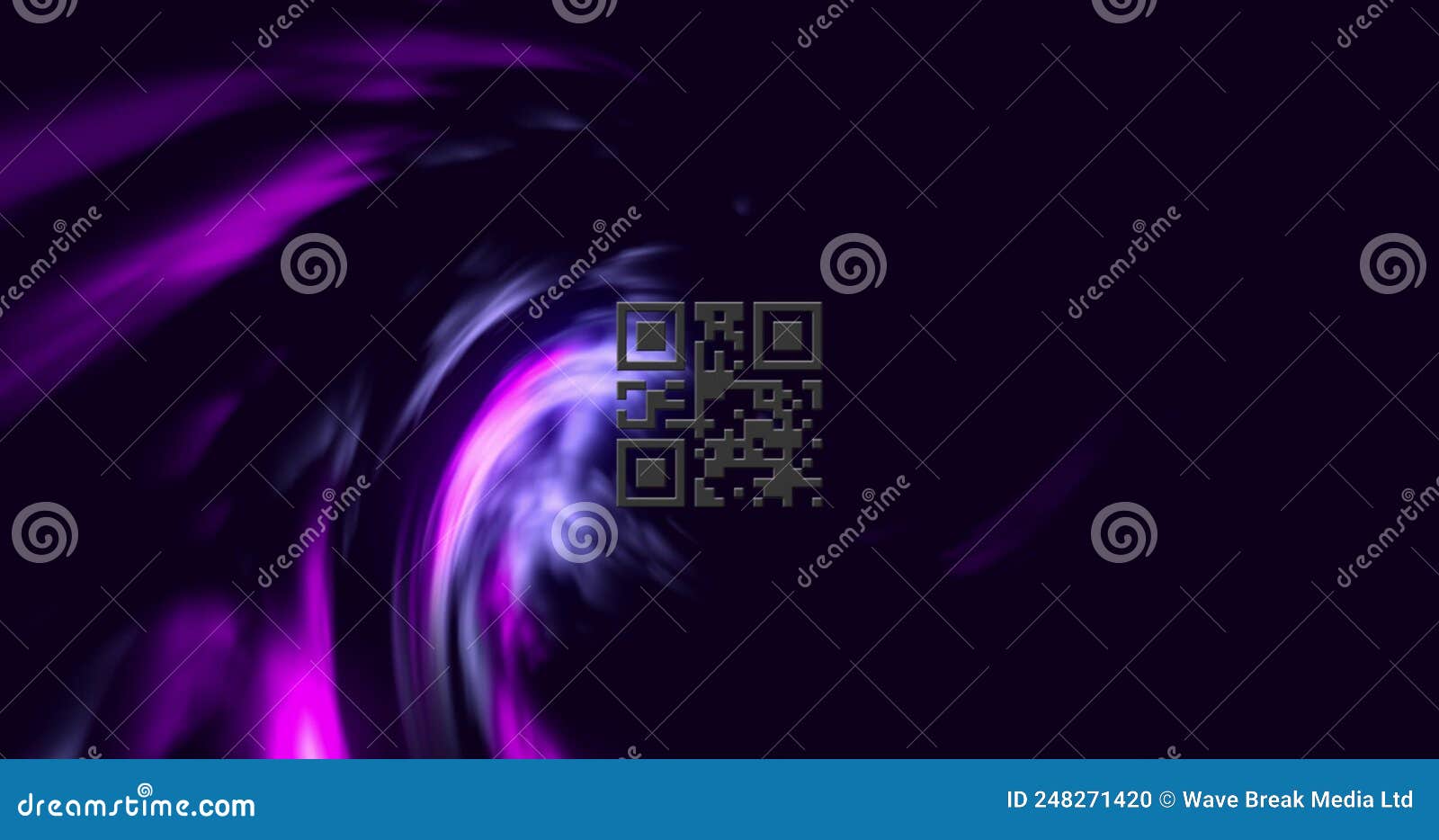 Image of Qr Code and Shapes on Black Background Stock Illustration