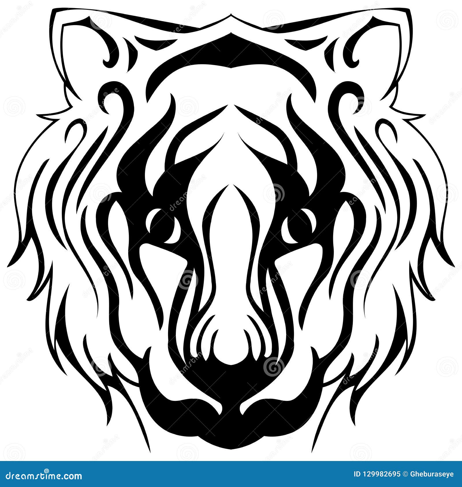 Tiger Face Isolated in Black and White Tattoo Stock Illustration -  Illustration of representing, tiger: 129982695