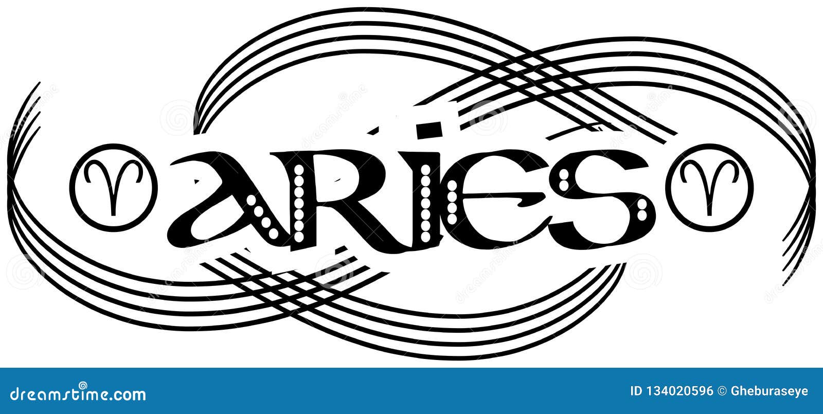 Black and White Word Aries Tattoo Isolated Stock Illustration -  Illustration of projects, sign: 134020596