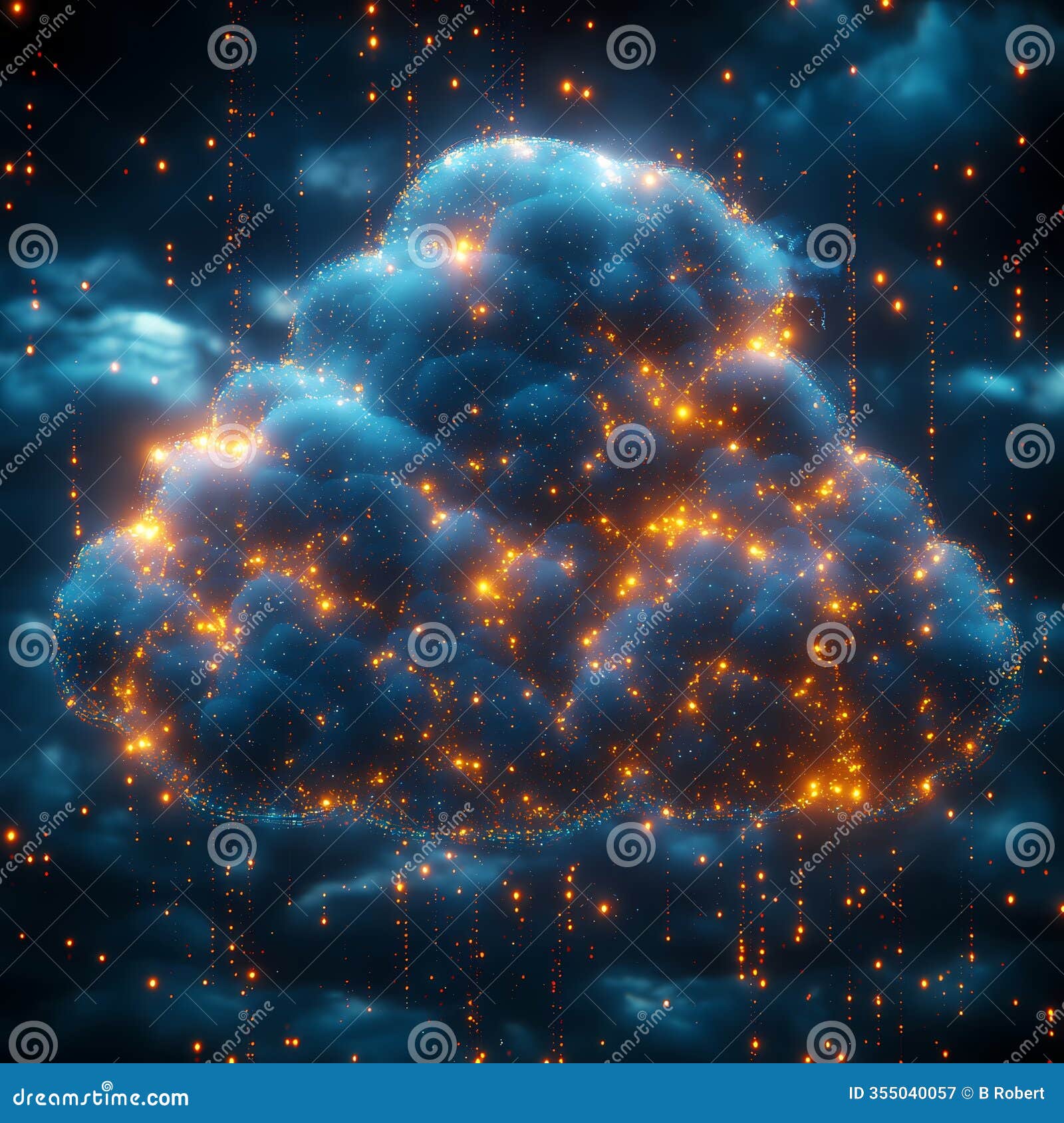 cloud computing in blue and gold